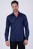 Barabas Wholesale Men's Rhinestones Jewels Long Sleeve Shirt 4B06 Navy