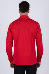 Barabas Wholesale Men's Rhinestones Jewels Long Sleeve Shirt 4B06 Burgundy