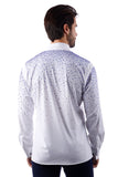 BARABAS Men's Rhinestones Jewels Long Sleeve Shirt 4B06 White Blue