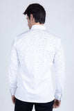 Barabas Wholesale Men's Rhinestones Jewels Long Sleeve Shirt 4B06 White Silver