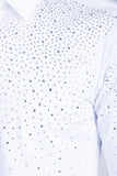 Barabas Wholesale Men's Rhinestones Jewels Long Sleeve Shirt 4B06 White Silver