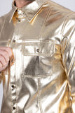 Barabas Wholesale Men's PU Leather Shiny Stretch Long Sleeve Shirt 4B100 Gold