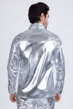 Barabas Wholesale Men's PU Leather Shiny Stretch Long Sleeve Shirt 4B100 Silver