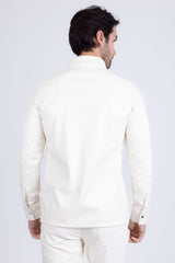 Barabas Wholesale Men's PU Leather Shiny Stretch Long Sleeve Shirt 4B100 White