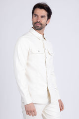 Barabas Wholesale Men's PU Leather Shiny Stretch Long Sleeve Shirt 4B100 White