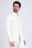 Barabas Wholesale Men's PU Leather Shiny Stretch Long Sleeve Shirt 4B100 White