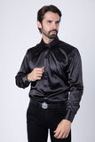 Barabas Wholesale Men's Spear Point Collar Shiny Long Sleeve Shirt 4B102 Black