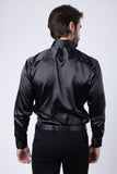Barabas Wholesale Men's Spear Point Collar Shiny Long Sleeve Shirt 4B102 Black