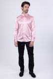 Barabas Wholesale Men's Spear Point Collar Shiny Long Sleeve Shirt 4B102 Pink