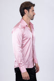 Barabas Wholesale Men's Spear Point Collar Shiny Long Sleeve Shirt 4B102 Pink