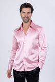 Barabas Wholesale Men's Spear Point Collar Shiny Long Sleeve Shirt 4B102 Pink