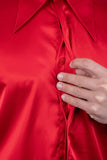 Barabas Wholesale Men's Spear Point Collar Shiny Long Sleeve Shirt 4B102 Red