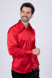 Barabas Wholesale Men's Spear Point Collar Shiny Long Sleeve Shirt 4B102 Red