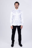 Barabas Wholesale Men's Spear Point Collar Shiny Long Sleeve Shirt 4B102 White