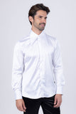Barabas Wholesale Men's Spear Point Collar Shiny Long Sleeve Shirt 4B102 White