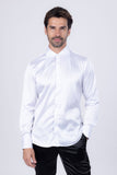Barabas Wholesale Men's Spear Point Collar Shiny Long Sleeve Shirt 4B102 White