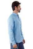 Barabas Wholesale Men's Linen Lightweight Button Down Long Sleeve Shirt 4B30 Blue