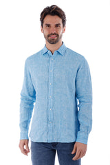 Barabas Wholesale Men's Linen Lightweight Button Down Long Sleeve Shirt 4B30 Blue
