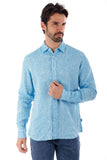 Barabas Wholesale Men's Linen Lightweight Button Down Long Sleeve Shirt 4B30 Blue