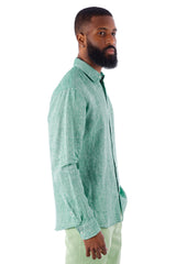 Barabas Wholesale Men's Linen Lightweight Button Down Long Sleeve Shirt 4B30 Green