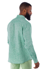 Barabas Wholesale Men's Linen Lightweight Button Down Long Sleeve Shirt 4B30 Green