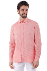 Barabas Wholesale Men's Linen Lightweight Button Down Long Sleeve Shirt 4B30 Peach