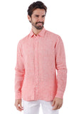 Barabas Wholesale Men's Linen Lightweight Button Down Long Sleeve Shirt 4B30 Peach