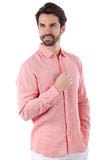 Barabas Wholesale Men's Linen Lightweight Button Down Long Sleeve Shirt 4B30 Peach