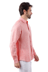 Barabas Wholesale Men's Linen Lightweight Button Down Long Sleeve Shirt 4B30 Peach
