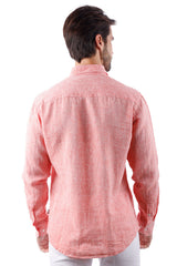Barabas Wholesale Men's Linen Lightweight Button Down Long Sleeve Shirt 4B30 Peach