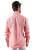 Barabas Wholesale Men's Linen Lightweight Button Down Long Sleeve Shirt 4B30 Peach