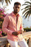 Barabas Wholesale Men's Linen Lightweight Button Down Long Sleeve Shirt 4B30 Peach