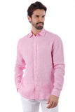 Barabas Wholesale Men's Linen Lightweight Button Down Long Sleeve Shirt 4B30 Pink