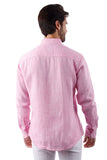 BARABAS Men's Linen Lightweight Button Down Long Sleeve Shirt 4B30 Pink