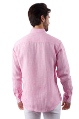 Barabas Wholesale Men's Linen Lightweight Button Down Long Sleeve Shirt 4B30 Pink