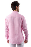 Barabas Wholesale Men's Linen Lightweight Button Down Long Sleeve Shirt 4B30 Pink