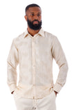 Barabas Wholesale Men's Floral Rose Button Down Long Sleeve Shirt 4B31 Beige