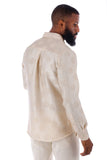 Barabas Wholesale Men's Floral Rose Button Down Long Sleeve Shirt 4B31 Beige
