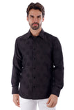 BARABAS Men's Floral Rose Button Down Long Sleeve Shirt 4B31 Black