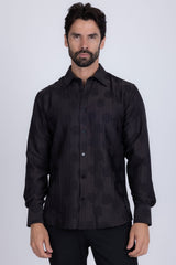 Barabas Wholesale Men's Floral Rose Button Down Long Sleeve Shirt 4B31 Black