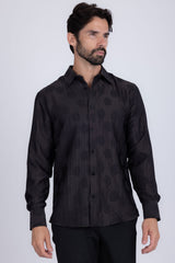 Barabas Wholesale Men's Floral Rose Button Down Long Sleeve Shirt 4B31 Black