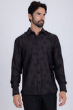 Barabas Wholesale Men's Floral Rose Button Down Long Sleeve Shirt 4B31 Black
