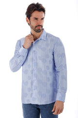 BARABAS Men's Floral Rose Button Down Long Sleeve Shirt 4B31 Blue
