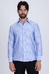 Barabas Wholesale Men's Floral Rose Button Down Long Sleeve Shirt 4B31 Blue