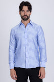 Barabas Wholesale Men's Floral Rose Button Down Long Sleeve Shirt 4B31 Blue