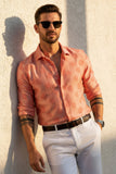 Barabas Wholesale Men's Floral Rose Button Down Long Sleeve Shirt 4B31 Coral