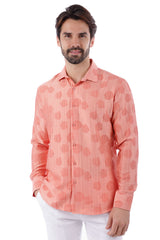 Barabas Wholesale Men's Floral Rose Button Down Long Sleeve Shirt 4B31 Coral