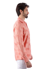 BARABAS Men's Floral Rose Button Down Long Sleeve Shirt 4B31 Coral