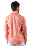 Barabas Wholesale Men's Floral Rose Button Down Long Sleeve Shirt 4B31 Coral
