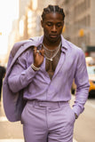 Barabas Wholesale Men's Floral Rose Button Down Long Sleeve Shirt 4B31 Lilac